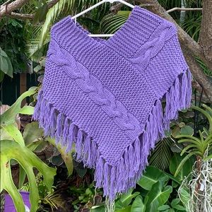 Adorable Lilac Knitted Poncho